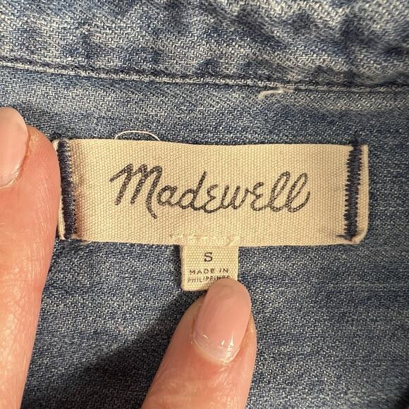 MADEWELL Sz S Courier Denim Dress Shirtdress Lauryn Wash Blue Relaxed Fit Casual - Picture 8 of 16